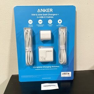 Anker 4 pc Charging Set with 2x USB-C Cable, 70W & 30W GaN wall charger 4 ports
